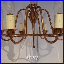 Rare Lustre Henri Petitot Art Déco 1950 Cuivre Verre Opalescent Design Chic