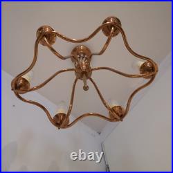 Rare Lustre Henri Petitot Art Déco 1950 Cuivre Verre Opalescent Design Chic