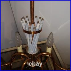 Rare Lustre Henri Petitot Art Déco 1950 Cuivre Verre Opalescent Design Chic