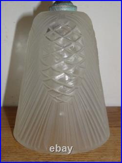 Rare Paire de Tulipes Verrerie d'Art Degué Décor de Pomme de Pin Art Déco 501