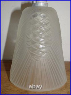 Rare Paire de Tulipes Verrerie d'Art Degué Décor de Pomme de Pin Art Déco 501