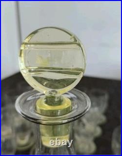 Rare Service de 32 Verres en Ouraline Art Deco, avec Une Carafe Et un Broc 1930's
