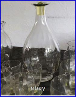 Rare Service de 32 Verres en Ouraline Art Deco, avec Une Carafe Et un Broc 1930's