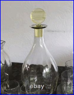 Rare Service de 32 Verres en Ouraline Art Deco, avec Une Carafe Et un Broc 1930's