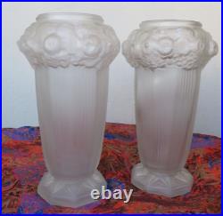 Rare paire de vases art déco art nouveau verre ETALEUNE Paris modèle LIMOGES TBE