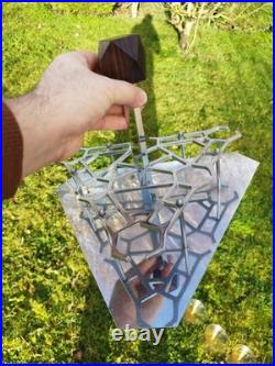 Rare service à liqueur Art Déco signé LB acier inox et verres d'époque