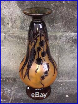 Rare vase Art Déco Le Verre Français Schneider à décor d' Eucalyptus
