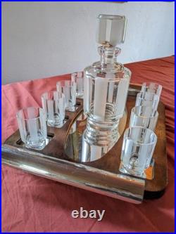 Rare verrerie art déco complet signée verres cristal design création Tchèque
