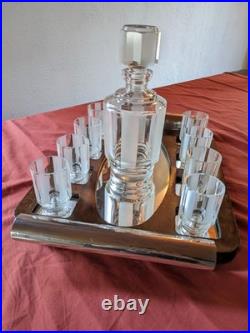 Rare verrerie art déco complet signée verres cristal design création Tchèque