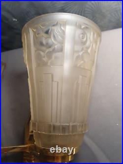 Ravissante applique lampe murale art deco 1930 double abat jour tulipe en verre