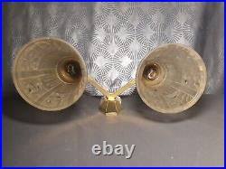 Ravissante applique lampe murale art deco 1930 double abat jour tulipe en verre