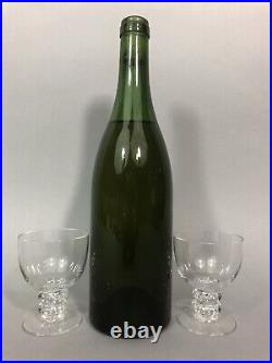 René LALIQUE 2 verres Vin blanc Modèle VOUGEOT 1934 Art Déco