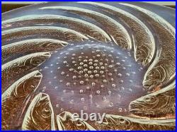 René Lalique Ancienne coupe Poissons Art Deco en verre opalescent signée