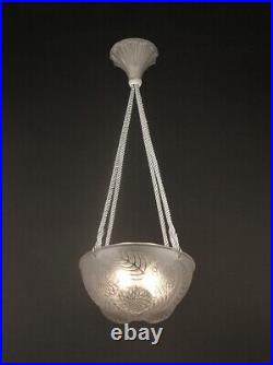 René Lalique Suspension-vasque Art Déco Dahlias 1921, Verre Moulé-pressé