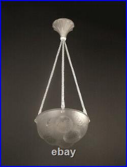 René Lalique Suspension-vasque Art Déco Dahlias 1921, Verre Moulé-pressé