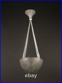 René Lalique Suspension-vasque Art Déco Dahlias 1921, Verre Moulé-pressé