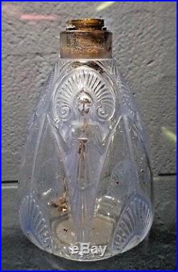 Robj Rare pied de lampe Art Nouveau-art deco en verre teinté bleu-sandoz