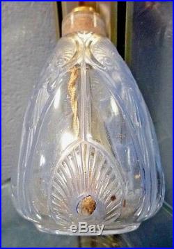 Robj Rare pied de lampe Art Nouveau-art deco en verre teinté bleu-sandoz