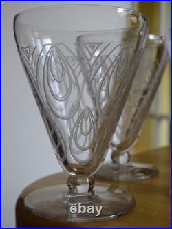 SAINT LOUIS 4 ANCIENS VERRES A VIN BLANC CRISTAL MODELE ASTRID ART DECO 9 cm