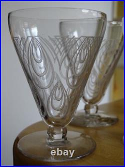 SAINT LOUIS 4 ANCIENS VERRES A VIN BLANC CRISTAL MODELE ASTRID ART DECO 9 cm