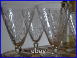 SAINT LOUIS 6 ANCIENS VERRES A VIN BLANC CRISTAL MODELE ASTRID ART DECO ht 9 cm