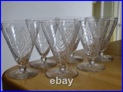 SAINT LOUIS 6 ANCIENS VERRES A VIN BLANC CRISTAL MODELE ASTRID ART DECO ht 9 cm
