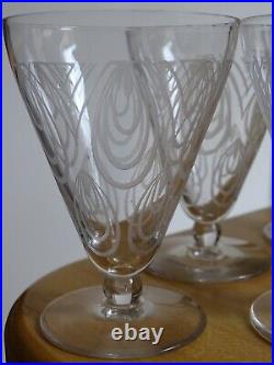 SAINT LOUIS 6 ANCIENS VERRES A VIN BLANC CRISTAL MODELE ASTRID ART DECO ht 9 cm