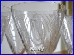 SAINT LOUIS 6 ANCIENS VERRES A VIN BLANC CRISTAL MODELE ASTRID ART DECO ht 9 cm
