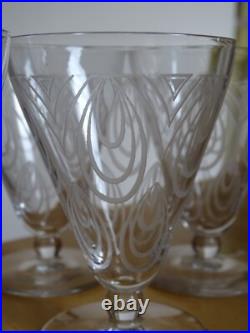 SAINT LOUIS 6 ANCIENS VERRES A VIN BLANC CRISTAL MODELE ASTRID ART DECO ht 9 cm