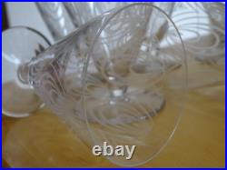 SAINT LOUIS 6 ANCIENS VERRES A VIN BLANC CRISTAL MODELE ASTRID ART DECO ht 9 cm