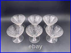 SAINT-LOUIS Série 6 coupes à champagne Astrid Art Déco cristal gravé c. 1930