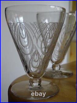 ST LOUIS 4 ANCIENS VERRES A VIN BLANC CRISTAL MODELE ASTRID ART DECO 9 cm 10 cls