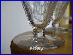 ST LOUIS 4 ANCIENS VERRES A VIN BLANC CRISTAL MODELE ASTRID ART DECO 9 cm 10 cls