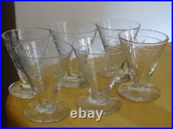 STYLE BACCARAT 6 ANCIENS VERRES LIQUEUR CRISTAL GRAVURE PHENIX ART DECO 5,8 cm