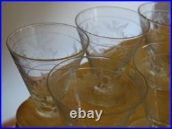 STYLE BACCARAT 6 ANCIENS VERRES LIQUEUR CRISTAL GRAVURE PHENIX ART DECO 5,8 cm