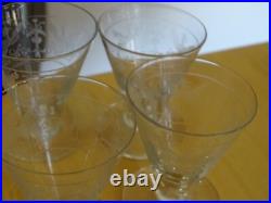 STYLE BACCARAT 6 ANCIENS VERRES LIQUEUR CRISTAL GRAVURE PHENIX ART DECO 5,8 cm
