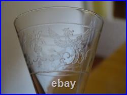 STYLE BACCARAT 6 ANCIENS VERRES LIQUEUR CRISTAL GRAVURE PHENIX ART DECO 5,8 cm