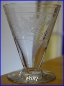 STYLE BACCARAT 6 ANCIENS VERRES LIQUEUR CRISTAL GRAVURE PHENIX ART DECO 5,8 cm