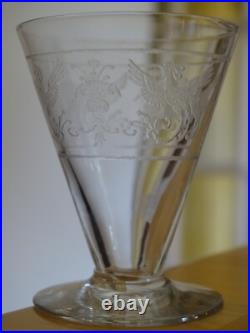 STYLE BACCARAT 6 ANCIENS VERRES LIQUEUR CRISTAL GRAVURE PHENIX ART DECO 5,8 cm