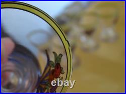 STYLE JEAN LUCE 7 ANCIENS VERRES LIQUEUR CRISTAL FRUITS EMAILLEE ART DECO 6 cm