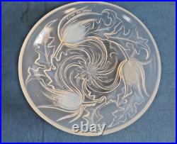 SUPERBE COUPE EN VERRE OPALESCENT SIGNÉE ETLING FRANCE modèle 214 TULIPES Ø 23