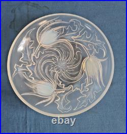 SUPERBE COUPE EN VERRE OPALESCENT SIGNÉE ETLING FRANCE modèle 214 TULIPES Ø 23