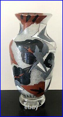 SUPERBE Vase Verre émaillé ART-DECO Adrien MAZOYER (1887-1950) (Daum Gallé.)