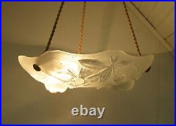 SUSPENSION LUSTRE ART DECO VASQUE VERRE / french art glas lamp