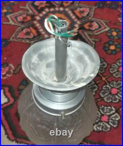 SUSPENSION ou Plafonnier ART DECO Verre Pressé Moulé Forme Globe 12MAG 09/09