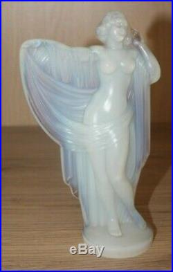 Sabino France Rare Statuette En Verre Opalescent Nu Feminin Art Deco