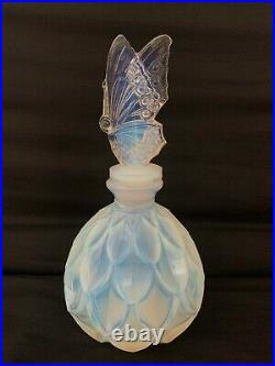 Sabino France rare flacon verre opalescent papillon Art Deco Etling Verlys