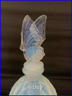 Sabino France rare flacon verre opalescent papillon Art Deco Etling Verlys