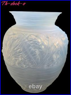 Sabino Important Vase Verre Opalescent Art Deco Rare Modele Algues Marine Ht 35c