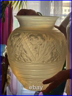 Sabino Important Vase Verre Opalescent Art Deco Rare Modele Algues Marine Ht 35c